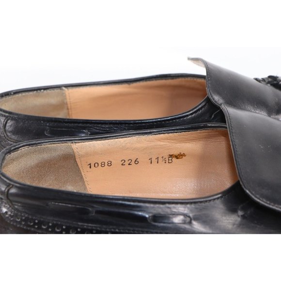 Vintage Salvatore Ferragamo Mens 11.5 B Leather Wingtip Tassel Loafers Black